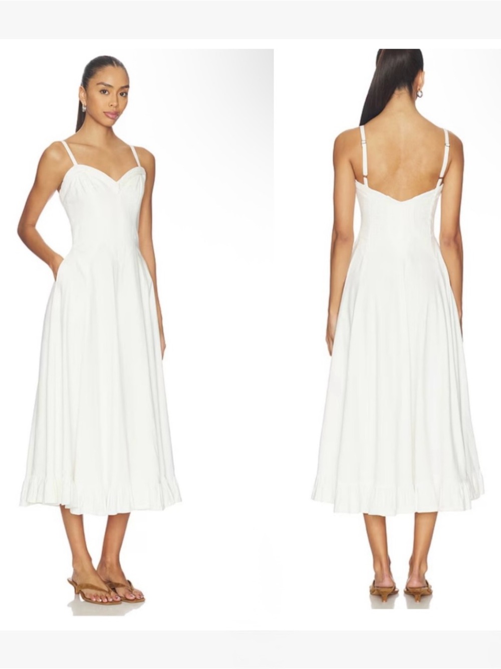 Free People
Another Season Midi Dress White Sweetheart Neck size S NWOT